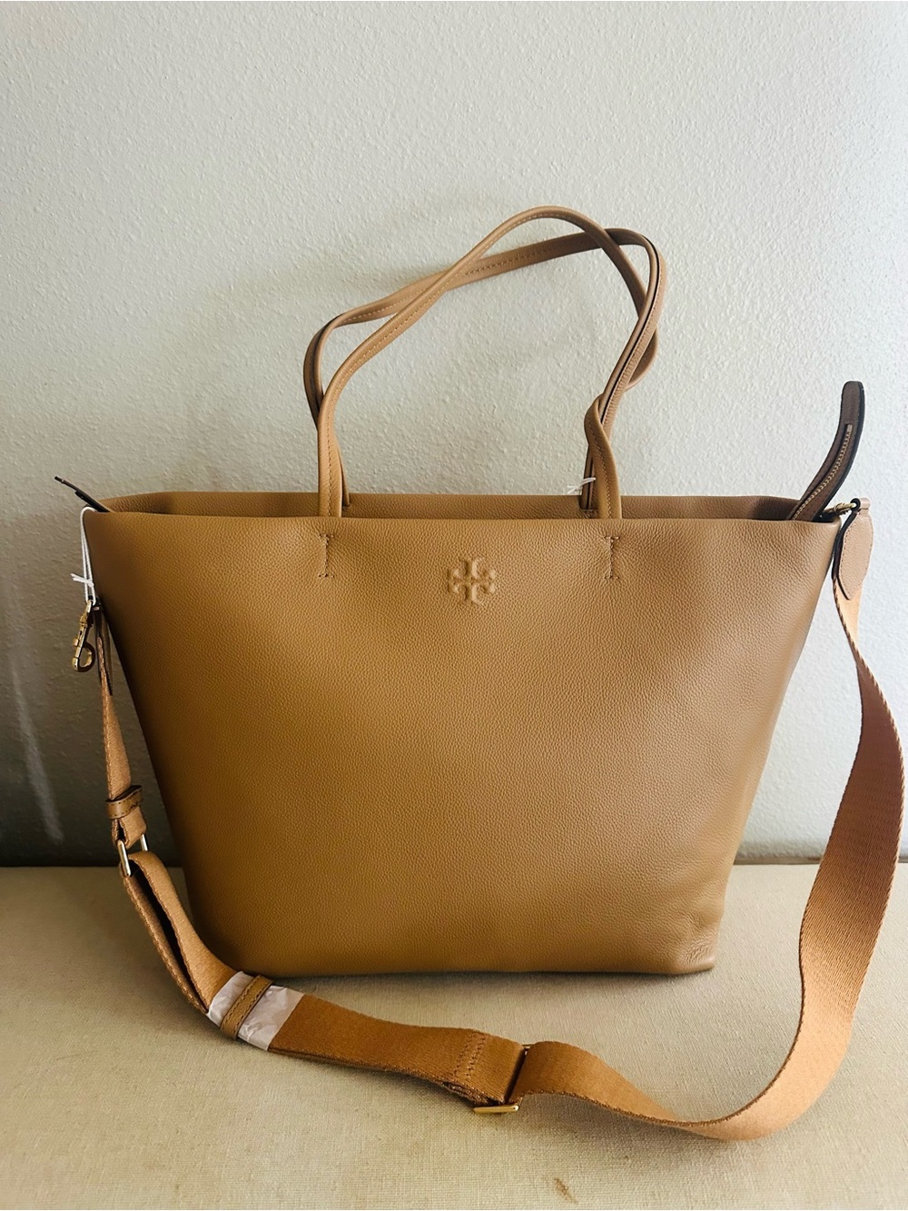 Tory Burch Cognac Leather Tote with Adjustable Strap